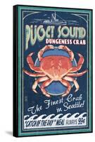 Puget Sound - Dungeness Crab-Lantern Press-Framed Stretched Canvas