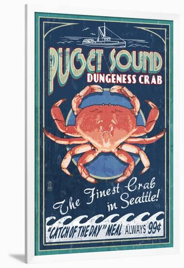 Puget Sound - Dungeness Crab-Lantern Press-Framed Art Print