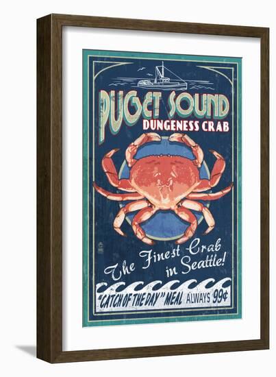 Puget Sound - Dungeness Crab-Lantern Press-Framed Art Print