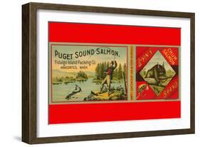 Puget Sound Salmon Can Label-Schmidt Lithograph Co-Framed Art Print