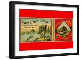 Puget Sound Salmon Can Label-Schmidt Lithograph Co-Framed Art Print