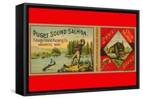 Puget Sound Salmon Can Label-null-Framed Stretched Canvas
