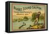 Puget Sound Salmon - on the Fly-Schmidt Lithograph Co-Framed Stretched Canvas