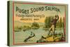 Puget Sound Salmon - on the Fly-Schmidt Lithograph Co-Stretched Canvas