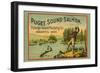 Puget Sound Salmon - on the Fly-Schmidt Lithograph Co-Framed Art Print