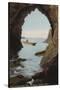 Puget Sound, WA - Cave in Deception Pass with Boater-Lantern Press-Stretched Canvas