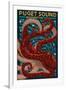 Puget Sound, Washington - Octopus Mosaic-Lantern Press-Framed Art Print