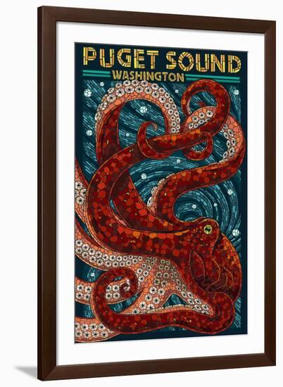 Puget Sound, Washington - Octopus Mosaic-Lantern Press-Framed Art Print