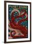 Puget Sound, Washington - Octopus Mosaic-Lantern Press-Framed Art Print