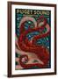 Puget Sound, Washington - Octopus Mosaic-Lantern Press-Framed Art Print