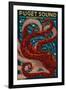 Puget Sound, Washington - Octopus Mosaic-Lantern Press-Framed Art Print