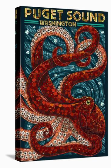 Puget Sound, Washington - Octopus Mosaic-Lantern Press-Stretched Canvas