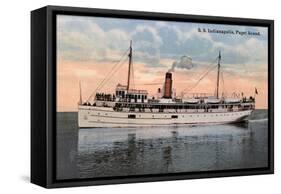 Puget Sound, Washington - SS Indianapolis Steamer View-Lantern Press-Framed Stretched Canvas