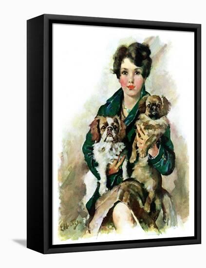 "Pugs in Lap,"November 9, 1929-Ellen Pyle-Framed Stretched Canvas