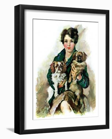 "Pugs in Lap,"November 9, 1929-Ellen Pyle-Framed Giclee Print