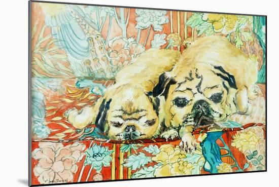 Pugs on a Chinese Print Sofa, 2000-Joan Thewsey-Mounted Giclee Print