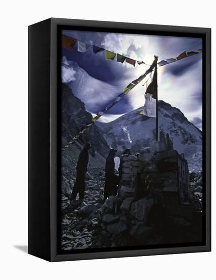 Puja Ceremony at Everest Base Camp-Michael Brown-Framed Stretched Canvas