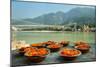 Puja Flowers Offering for the Ganges River in Rishikesh, India-mazzzur-Mounted Photographic Print