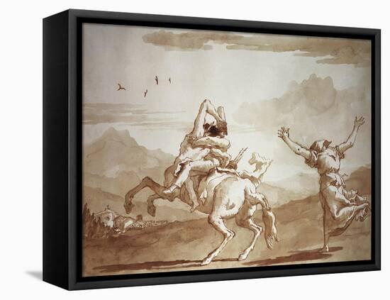 Pulcinella Kidnapped by the Centaur-Giandomenico Tiepolo-Framed Stretched Canvas