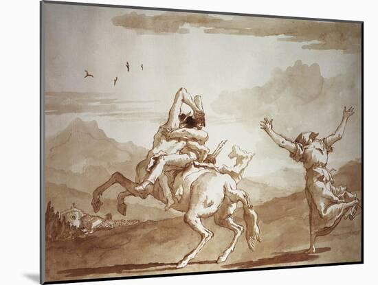 Pulcinella Kidnapped by the Centaur-Giandomenico Tiepolo-Mounted Giclee Print