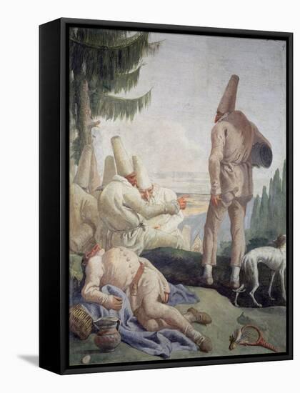 Pulcinella on Holiday-Giandomenico Tiepolo-Framed Stretched Canvas