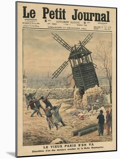 Pulling Down One of the Last Windmills on the Butte Montmartre-French School-Mounted Giclee Print