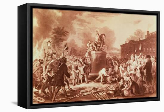 Pulling Down the Statue of George III in the Bowling Green in 1776, Engraved by John C. Mcrae-Johannes Adam Simon Oertel-Framed Stretched Canvas