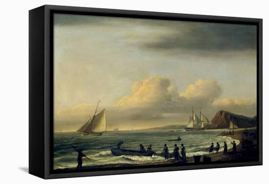 Pulling in the Nets, Teignmouth-Thomas Luny-Framed Stretched Canvas