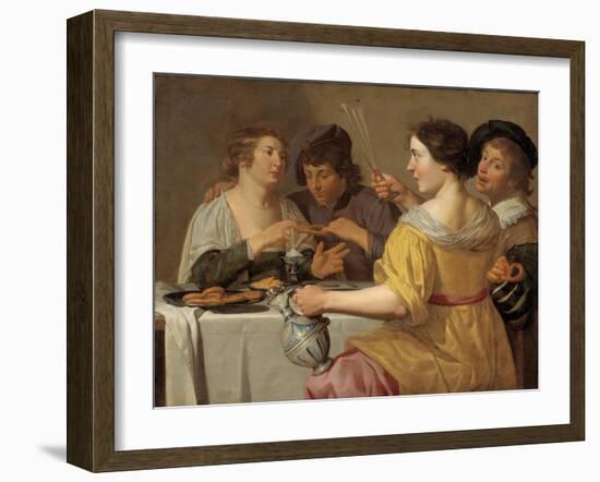 Pulling of the Pretzel, Between 1630 and 1640-Jan Van Bijlert-Framed Giclee Print