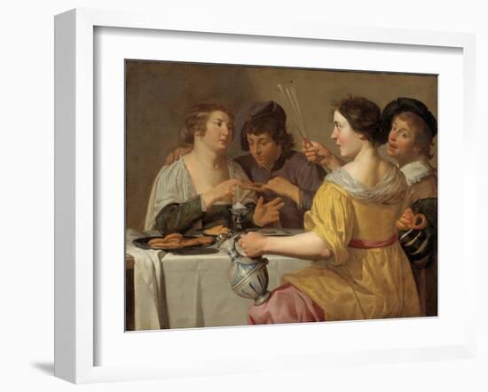 Pulling of the Pretzel, Between 1630 and 1640-Jan Van Bijlert-Framed Giclee Print