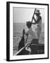 Pulling Quickly, the Beaten Fish Is Taken Aboard the Boat by Gloved Crew Member-null-Framed Photographic Print