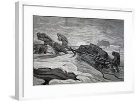 Pulling Sled from Expedition of Ships Germania and Hansa to North Pole, 1869-1870, Arctic-null-Framed Giclee Print