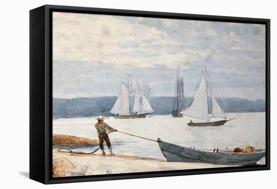 Pulling the Dory, 1880-Winslow Homer-Framed Stretched Canvas