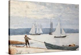 Pulling the Dory, 1880-Winslow Homer-Stretched Canvas