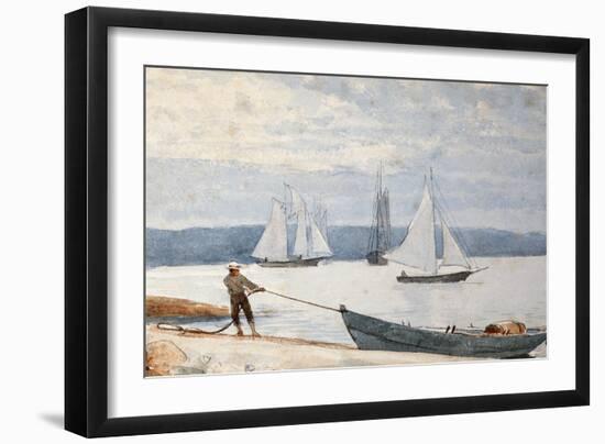 Pulling the Dory, 1880-Winslow Homer-Framed Premium Giclee Print