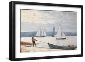 Pulling the Dory, 1880-Winslow Homer-Framed Premium Giclee Print