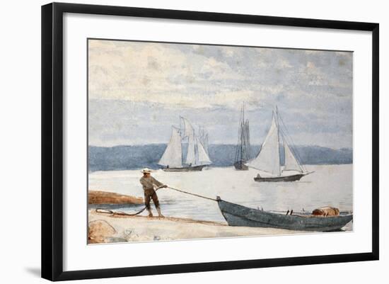 Pulling the Dory, 1880-Winslow Homer-Framed Giclee Print