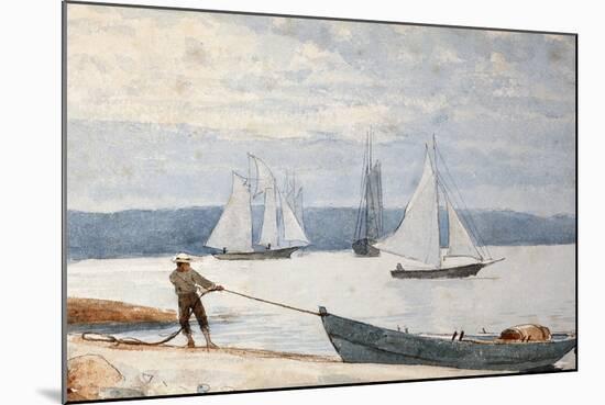 Pulling the Dory, 1880-Winslow Homer-Mounted Giclee Print