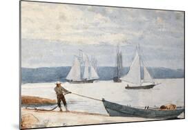 Pulling the Dory, 1880-Winslow Homer-Mounted Giclee Print