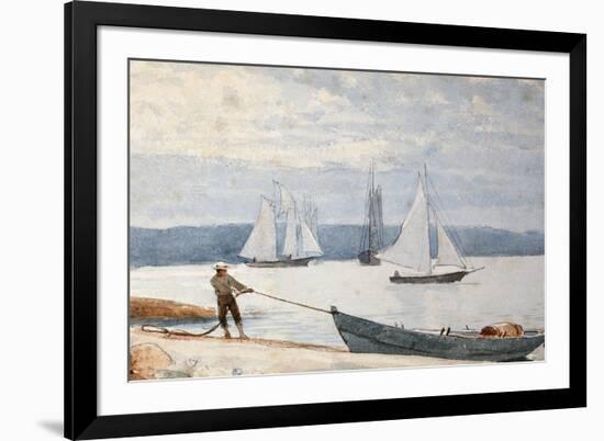 Pulling the Dory, 1880-Winslow Homer-Framed Giclee Print