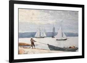 Pulling the Dory, 1880-Winslow Homer-Framed Giclee Print