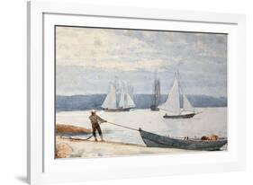 Pulling the Dory, 1880-Winslow Homer-Framed Giclee Print