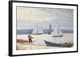 Pulling the Dory, 1880-Winslow Homer-Framed Giclee Print