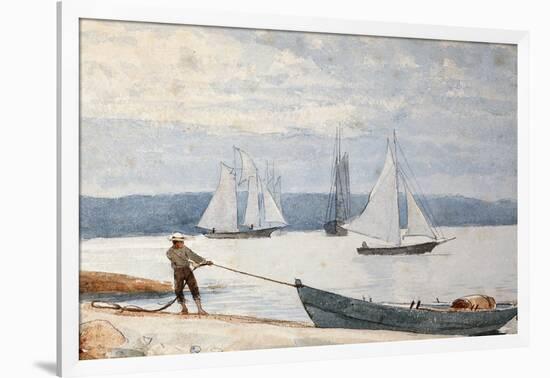 Pulling the Dory, 1880-Winslow Homer-Framed Giclee Print