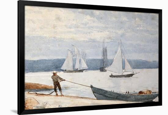 Pulling the Dory, 1880-Winslow Homer-Framed Giclee Print