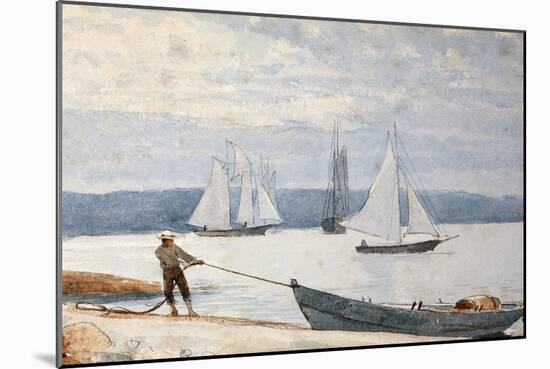 Pulling the Dory-Winslow Homer-Mounted Giclee Print