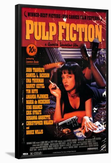 Pulp Fiction Cover with Uma Thurman Movie Poster-null-Framed Poster