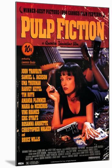Pulp Fiction Cover with Uma Thurman Movie Poster-null-Mounted Poster