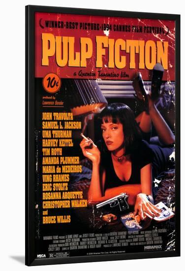 Pulp Fiction – Cover with Uma Thurman Movie Poster-null-Lamina Framed Poster