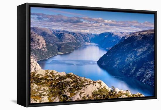 Pulpit Rock, Lysefjord View, Stavanger, Norway, Scandinavia, Europe-Jim Nix-Framed Stretched Canvas